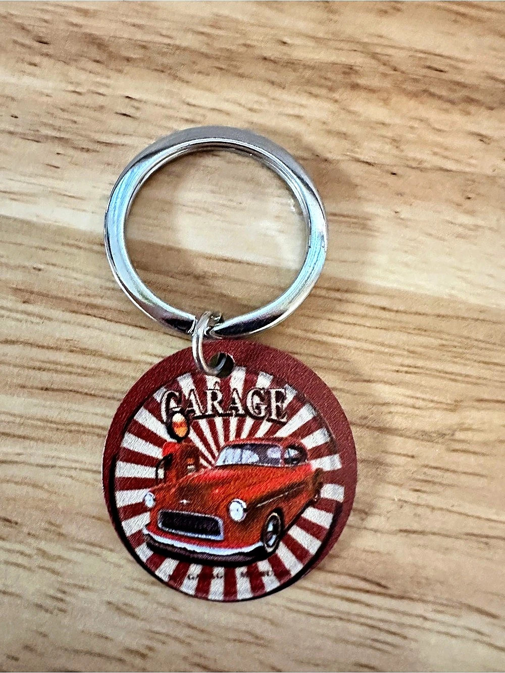 Red Garage Car Keychain